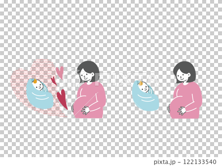 Simple and cute illustration of a pregnant woman 122133540