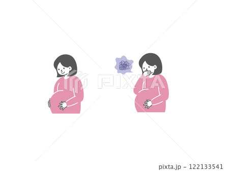 つわりに悩む妊婦さんのイラスト つわりに悩む妊婦さんのイラスト 122133541