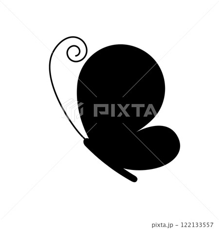 蝶々（横向き）のシルエットのベクターイラスト 122133557