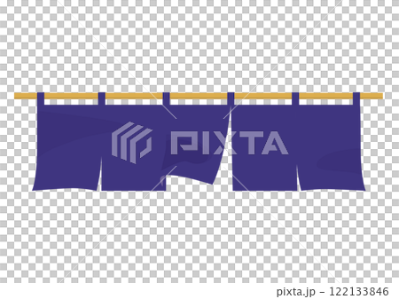 Curtain, 5 width, navy blue, curled 122133846