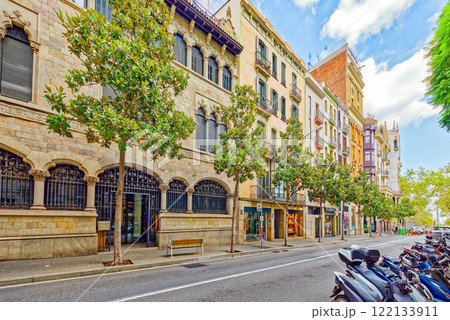 Gracia, grace district area of the Mediterranean city of Barcelona. 122133911