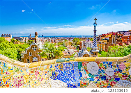 Barcelona. Gorgeous and amazing Park Guel . 122133916