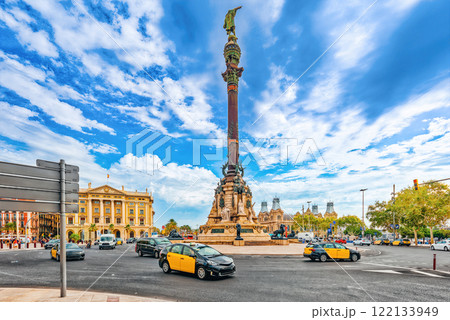 Monument of Columbus in Barcelona. 122133949