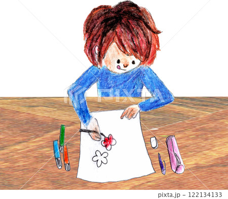 お絵描きする子供 122134133