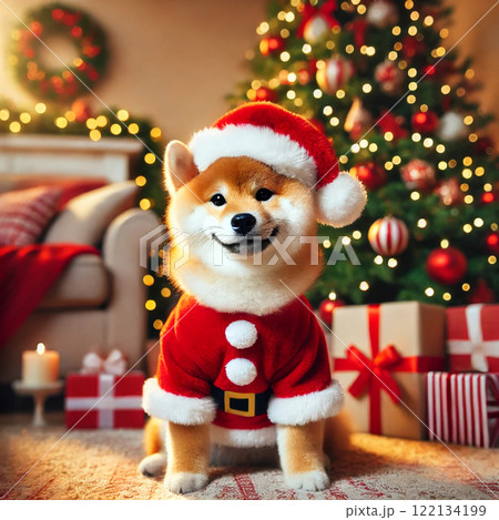 柴犬サンタの微笑み 122134199