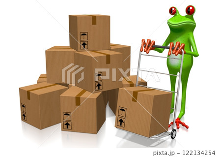Cartoon frog and packages Cartoon frog and packages 122134254