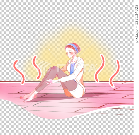 Floor heating and a warm-looking woman 122134328