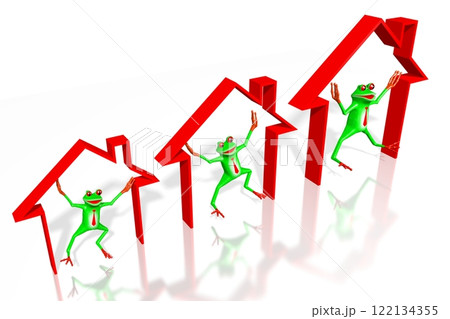 Cartoon frogs and house shapes 122134355