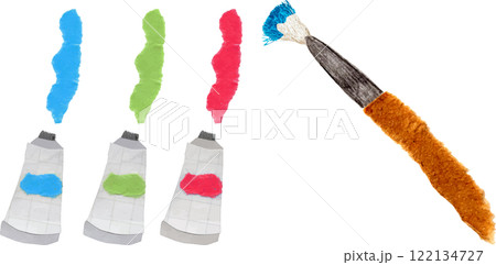 かわいい絵の具とえふで 122134727