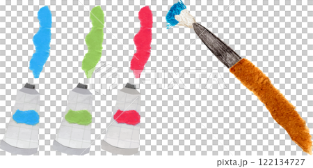 かわいい絵の具とえふで 122134727