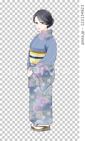 Woman in kimono smiling Woman in kimono smiling 122134923