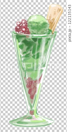 リアルな抹茶パフェの水彩イラスト 122135143