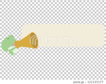 Frog speaking through a megaphone. With speech bubble 122135177