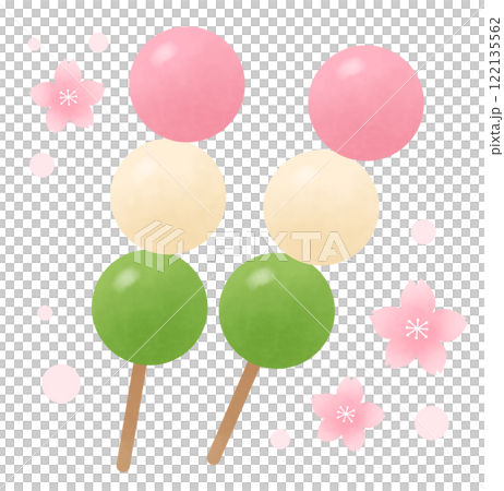 Illustration of cherry blossoms and three-colored dumplings Illustration of cherry blossoms and three-colored dumplings 122135562