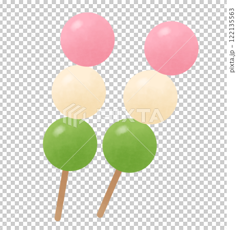 Illustration of three-colored chewy dumplings 122135563