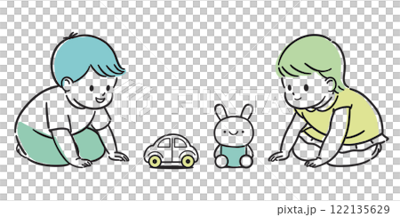 younger, playing, vector 122135629