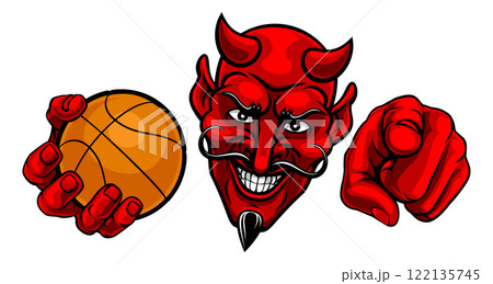 Devil Basketball Ball Sport Team Mascot Illustration 122135745