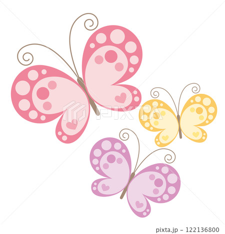 カラフルな蝶々のベクターイラストセット 122136800