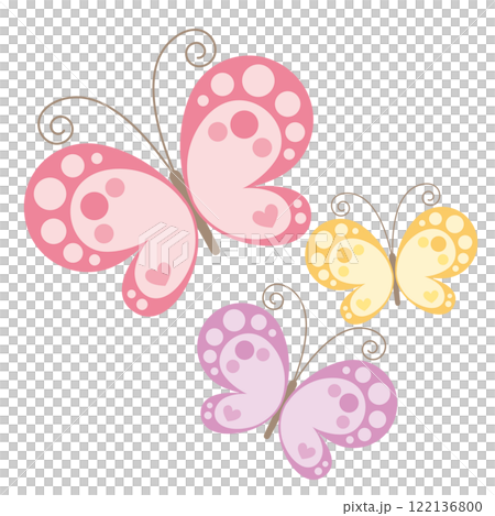 カラフルな蝶々のベクターイラストセット 122136800