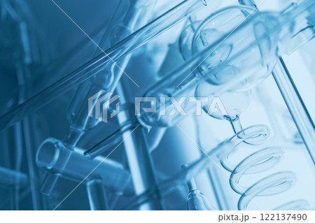 Detailed scientific glassware in modern laboratory setting 122137490