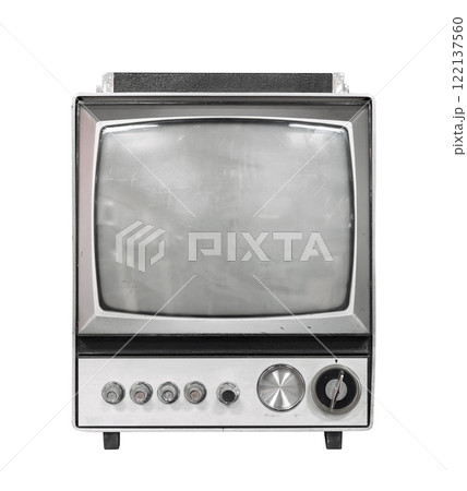 Vintage black and white portable television Vintage black and white portable television 122137560