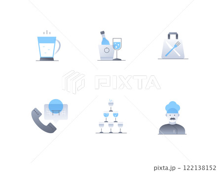 Drinks and food - flat design style icons set Drinks and food - flat design style icons set 122138152