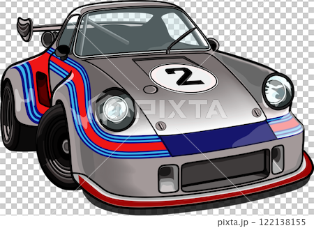 グレーの記念碑的なレーシングカー　イラスト　 122138155