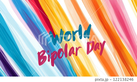 Bright colors represent mood swings, highlighting the significance of World Bipolar Day 122138246
