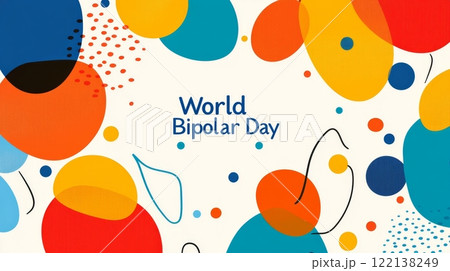 World Bipolar Day uses bright colors and shapes to promote mental health awareness 122138249