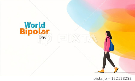 Celebrating World Bipolar Day with vibrant colors symbolizing emotional diversity and awareness 122138252