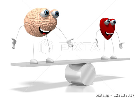 3D heart and brain cartoon characters, swing concept - great for topics like emotions etc. 3D heart and brain cartoon characters, swing concept - great for topics like emotions etc. 122138317