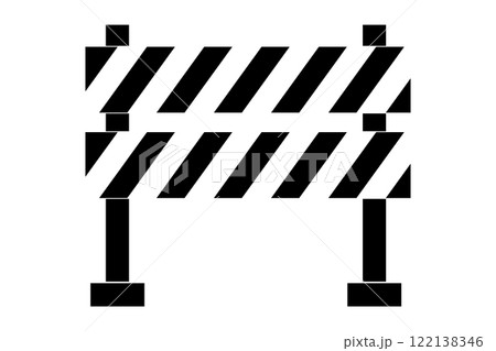 Hurdle roadblock sign, safety protectot icon, symbol. Boundary fence, equipment. security system. Road barrier. 122138346