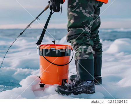 Embark on an Ice Fishing Adventure in The Great Outdoors for a thrilling experience 122138412