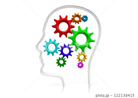 Head shape with gears - thinking concept 122138415