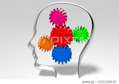 Head shape with gears - thinking concept 122138419