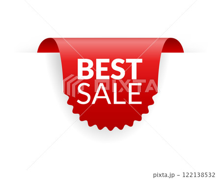 Corner or ribbons icon. Product red banner, price shopping tag. Promotion sale badge, special offer sticker. Discount and price offer concept. Vector sticker template Corner or ribbons icon. Product red banner, price shopping tag. Promotion sale badge, special offer sticker. Discount and price offer concept. Vector sticker template 122138532