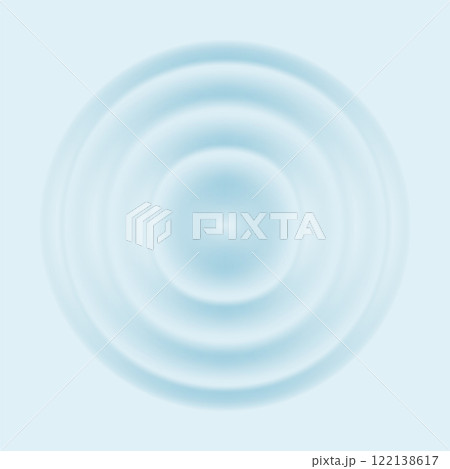 Water ripple effect top view. Realistic caustic drop or sound wave splash effect, concentric circles in puddle. Vector round wave surface Water ripple effect top view. Realistic caustic drop or sound wave splash effect, concentric circles in puddle. Vector round wave surface 122138617