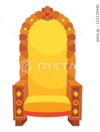 Regal Royal Throne Exudes And Grandeur. Fit For Royalty, These Throne Feature Exquisite Craftsmanship And Luxurious Upholstery. Icon 122139346