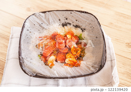 レンチンでケチャップライス作り 122139420