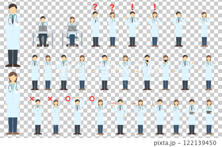 フラットイラスト：医師正面 122139450
