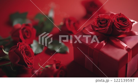 バレンタインデーのモチーフとコピースペース バレンタインデーのモチーフとコピースペース 122139597