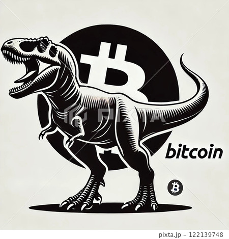 Powerful Tyrannosaurus and Bitcoinのイラスト素材 [122139748] - PIXTA