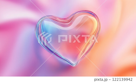 Glass heart shape on a colorful pastel gradient background 122139942