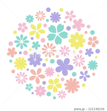 いろいろな花柄のシンプル背景素材 122140230