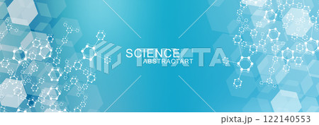 Modern health care abstract background with lines, dots and hexagons. Medical innovation banner template concept. Vector illustration. 122140553