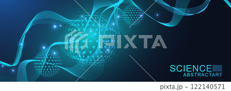AI technology abstract background. AI generative art creative banner concept in the digital style. High tech poster with place for text. Futuristic design element. 122140571