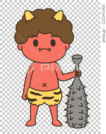 Cute illustration of an angry red demon Cute illustration of an angry red demon 122141303
