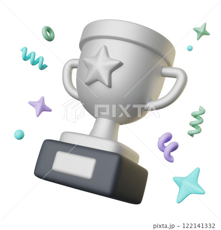 silver trophy 3D icon graphic 122141332