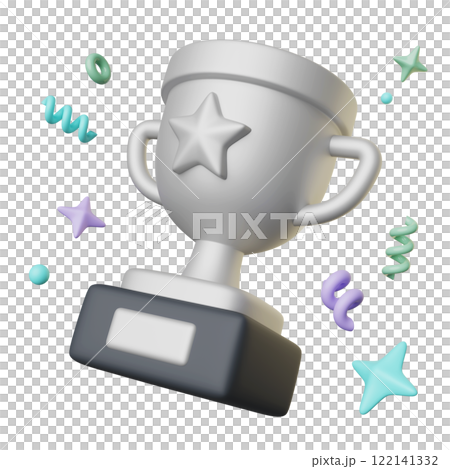 silver trophy 3D icon graphic 122141332