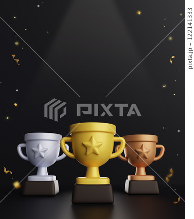 black background trophy banner template 3D graphic black background trophy banner template 3D graphic 122141333